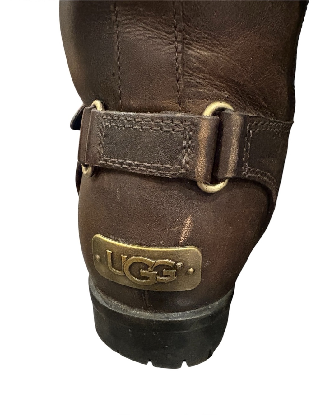 UGG Womens Gershwin Brown Leather Mid-Calf Buckle Boots, size 7 - Picture 5 of 10